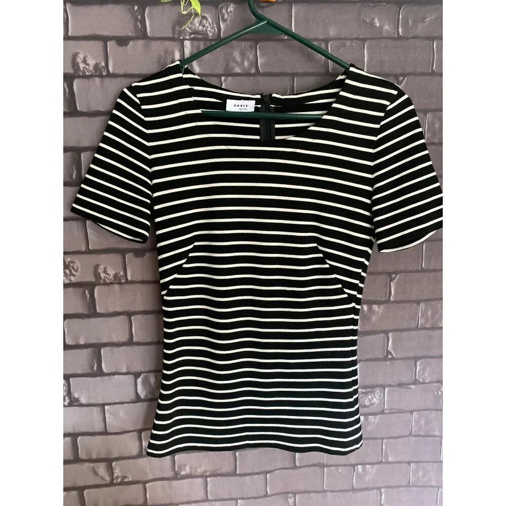 Akris Punto Black and White Short Sleeved Knit Top XS - Picture 1 of 6